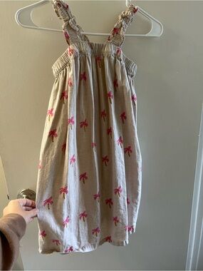 H&M Beige Sundress with Pink Palm Print